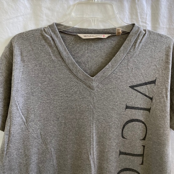 VICTORIA'S SECRET Cotton V-Neck Sleepshirt Gray Size: X-Small - Picture 3 of 6
